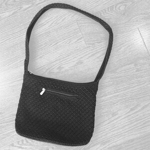 The Sak 10 Inch Black Crochet Shoulder Bag Hand Bag Crochet Hobo Bag Crossbody